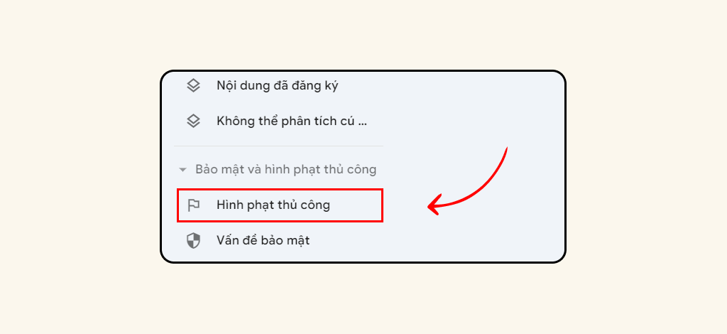 Thông báo hành động lỗi thủ công