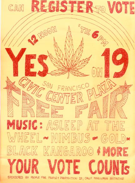 Proposition 19 Poster in California, 1972