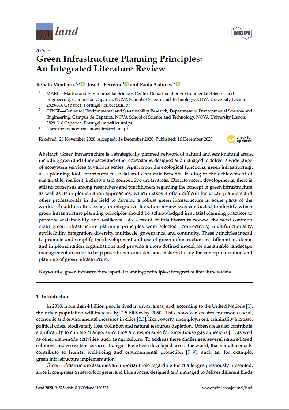 Green Infrastructure Planning Principles: An Integrated Literature ...