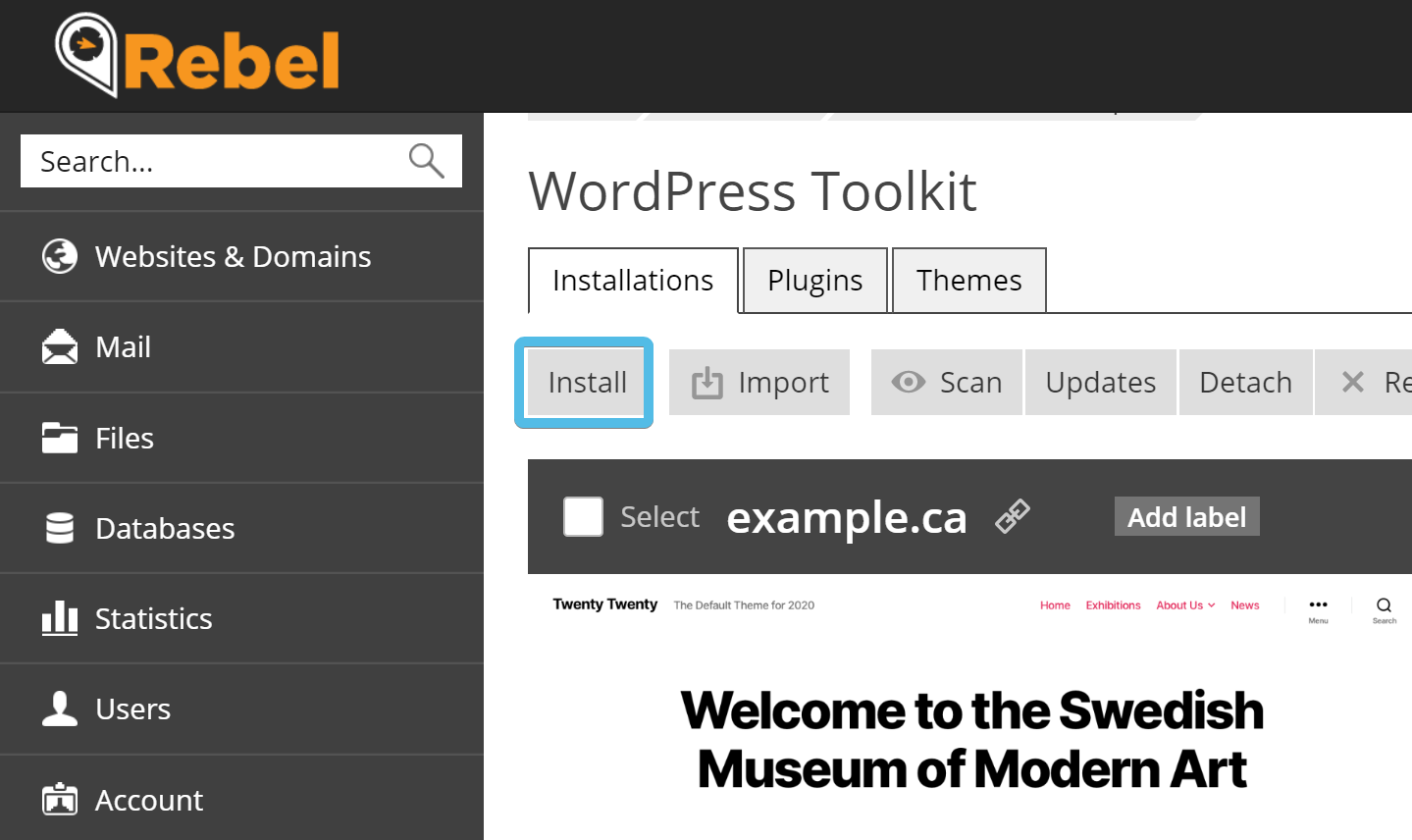 Wordpress toolkit обнаружил файлы wordpress по следующему адресу