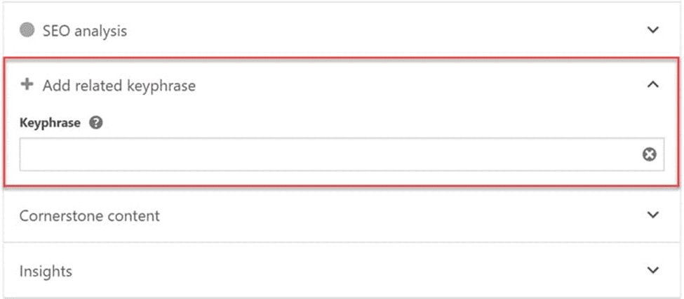 Add Related Keyphrase Yoast SEO
