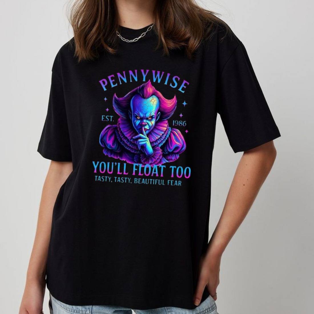 Neon Horror Characters Tee