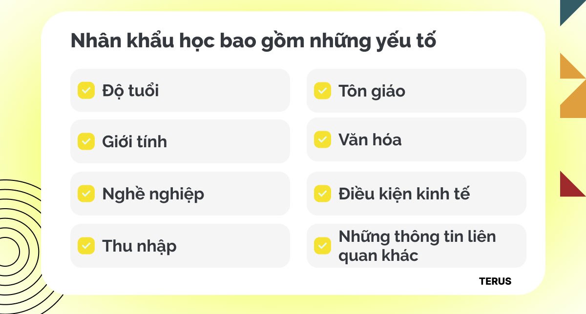 Nhân khẩu học bao gồm những yếu tố