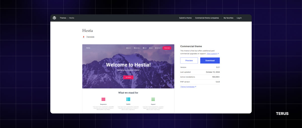 Theme WordPress - Hestia