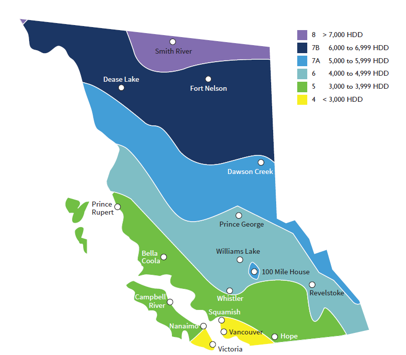 BC Climate Zones | Guide to Near Net Zero Residential Buildings on Guides