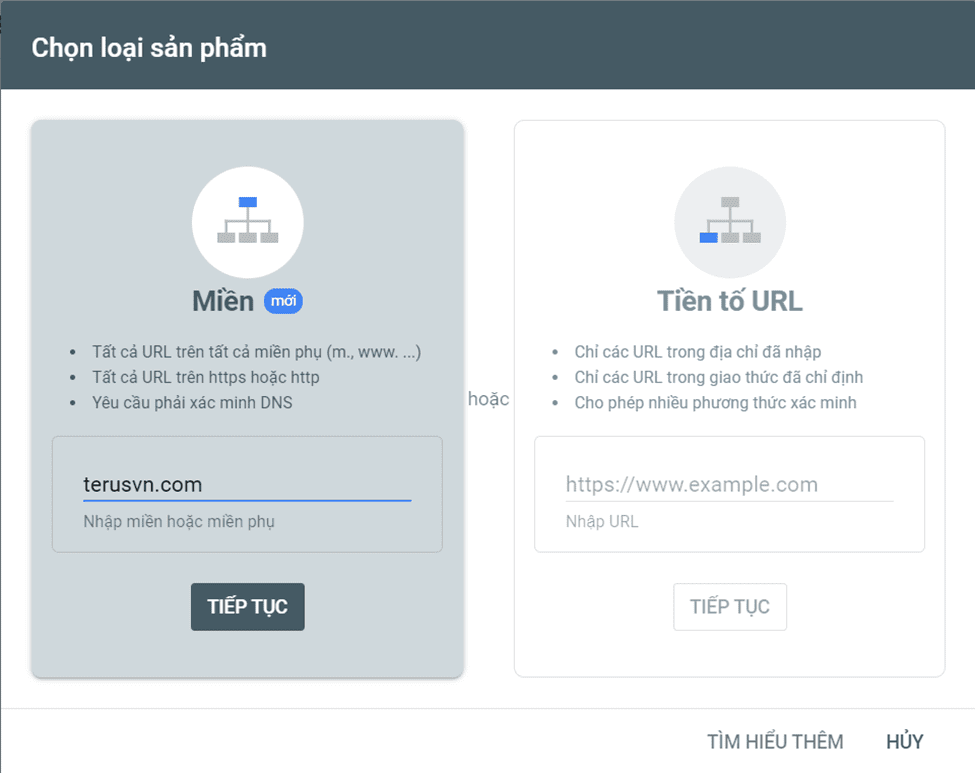 xác minh tên miền với Google 
