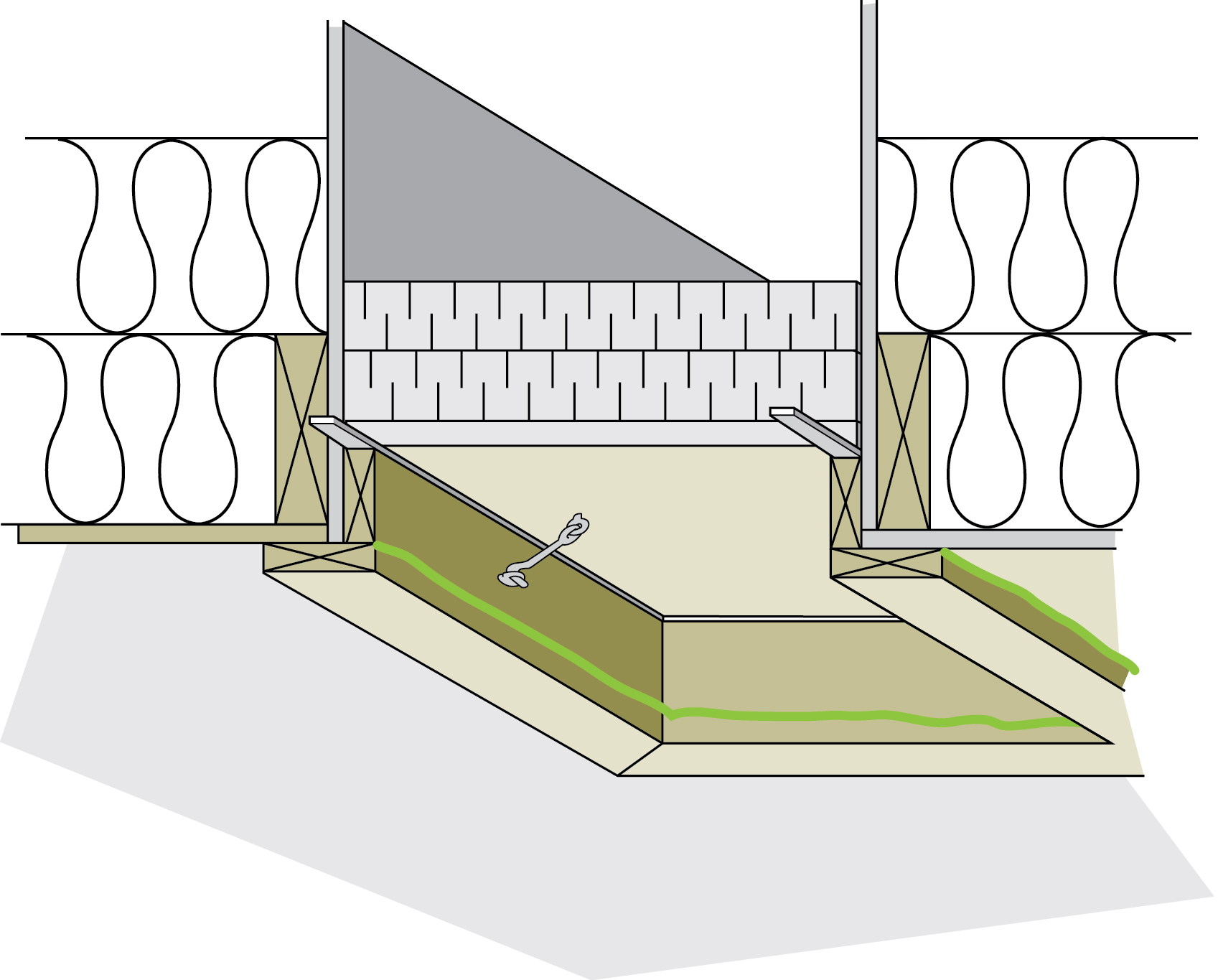 Cutaway view of a well-sealed attic hatch