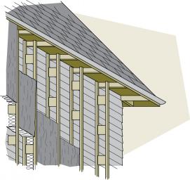 Trusses can be hung from the rafters and nailed to the existing wall